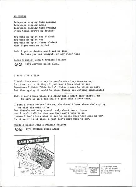 Jack & The Rippers — No Desire