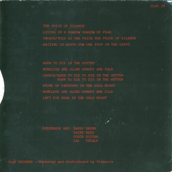Discharge — The Price Of Silence / Born To Die In The Gutter