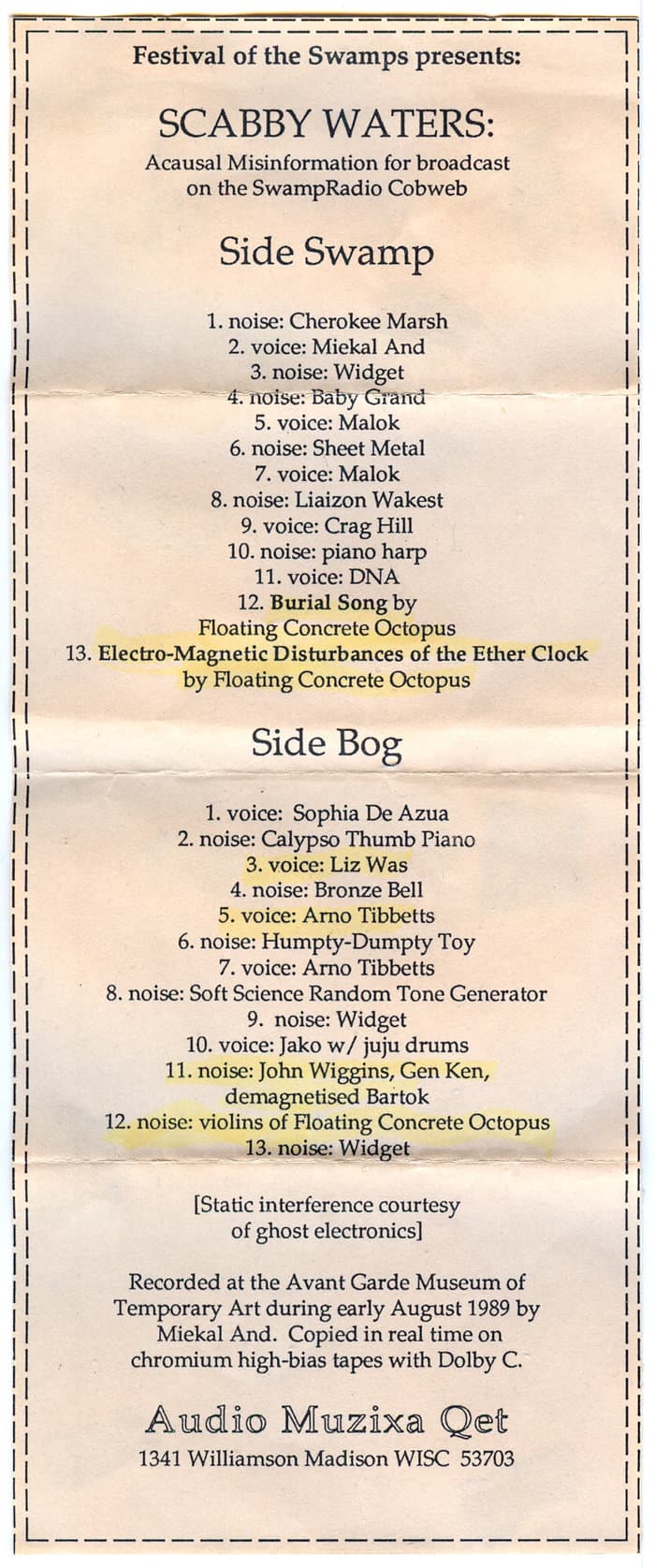 SCABBY WATERS: Acausal Misinformation for broadcast on the SwampRadio Cobweb