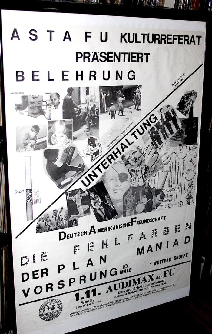 ASTA FU präsentiert "Belehrung" with D.A.F., Fehlfarben, der Plan, Mania D, Vorsprung. 1.11.1980