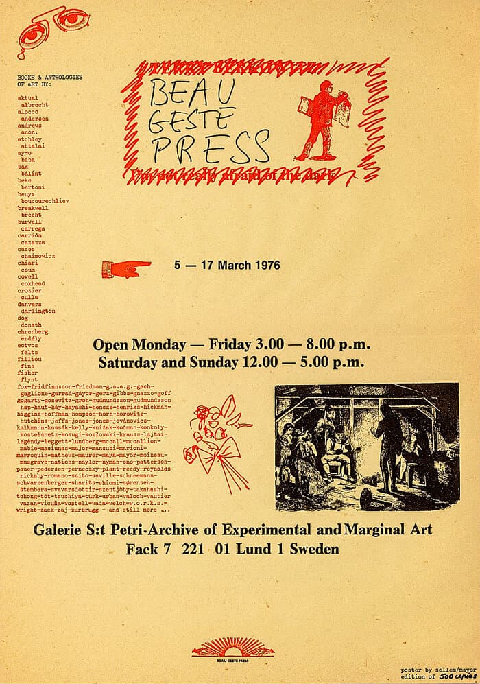 poster to exhibition 5-17 March 1976 (incl Coum Transmissions and Monte Cazazza)