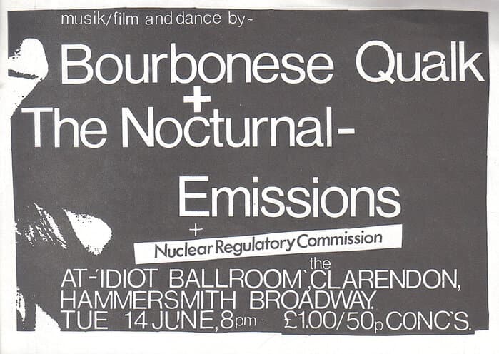 Poster Bourbonese Qualk Nocturnal Emmissions at Hammersmith