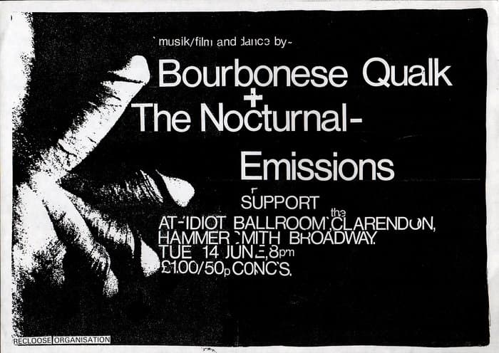 Concert Poster for Bourbonese Qualk and Nocturnal Emissions