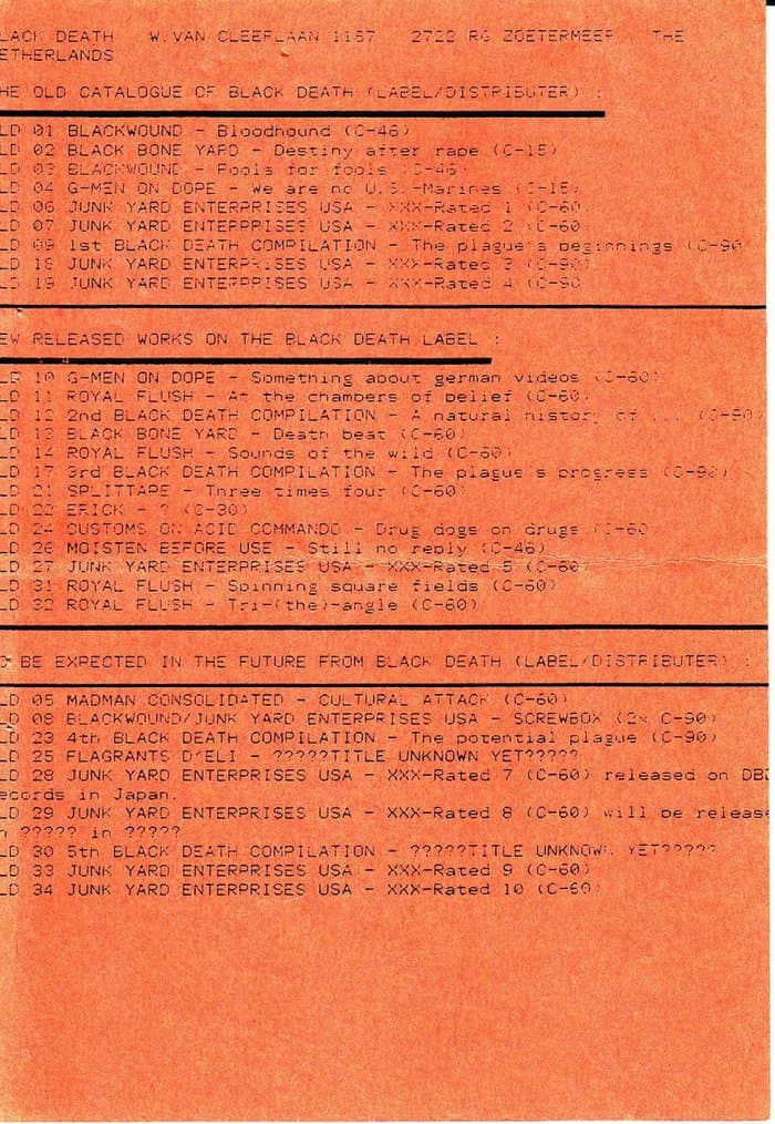 Black Death Label Catalogue