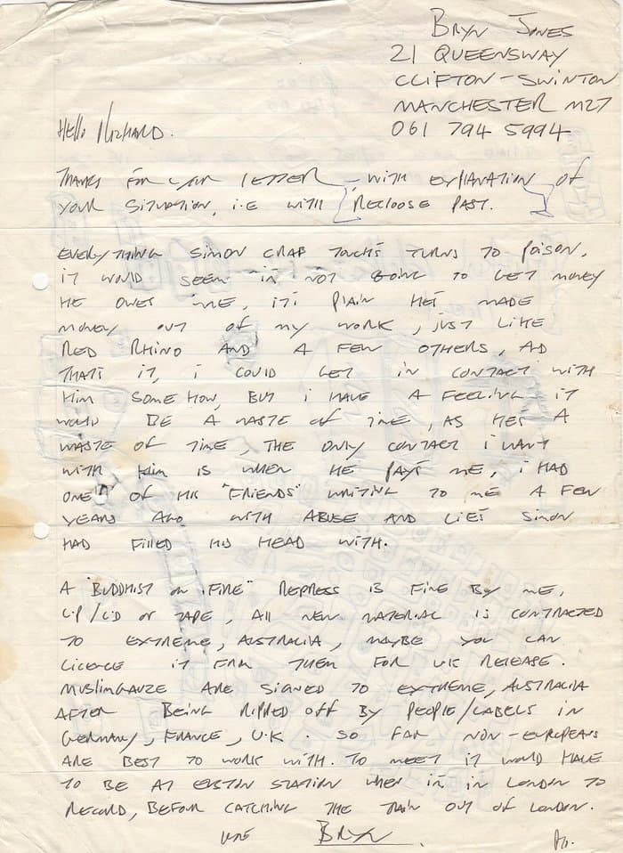 Bryn Jones Letter
