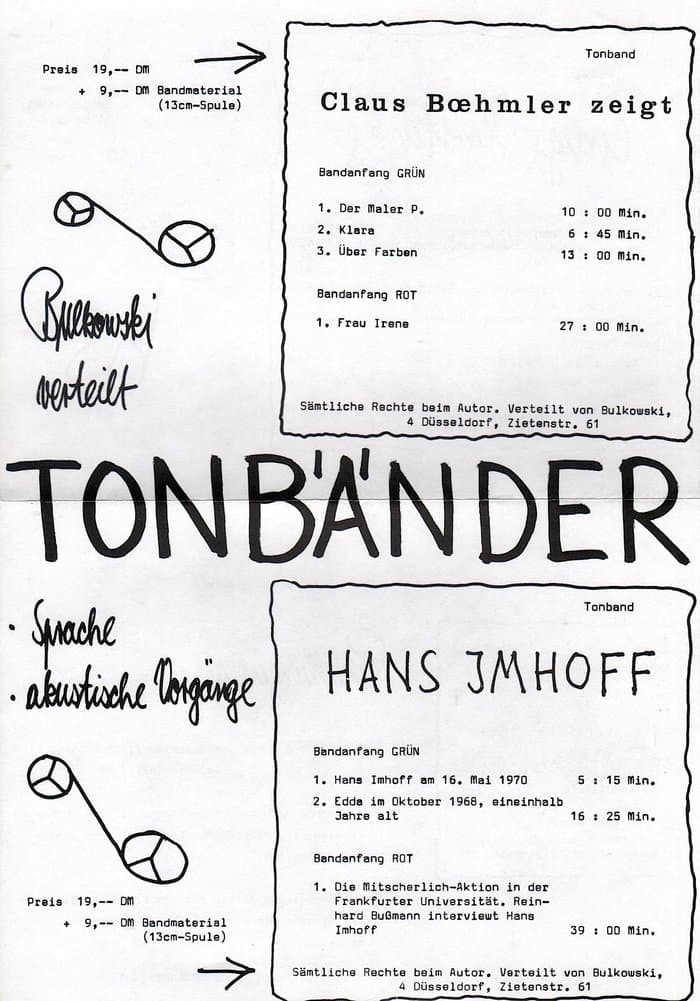 Akustische Voränge - Cassetten und Bänder Overview / Catalogue