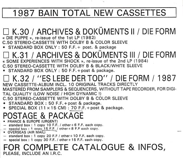 Bain Total - Catalog 1987