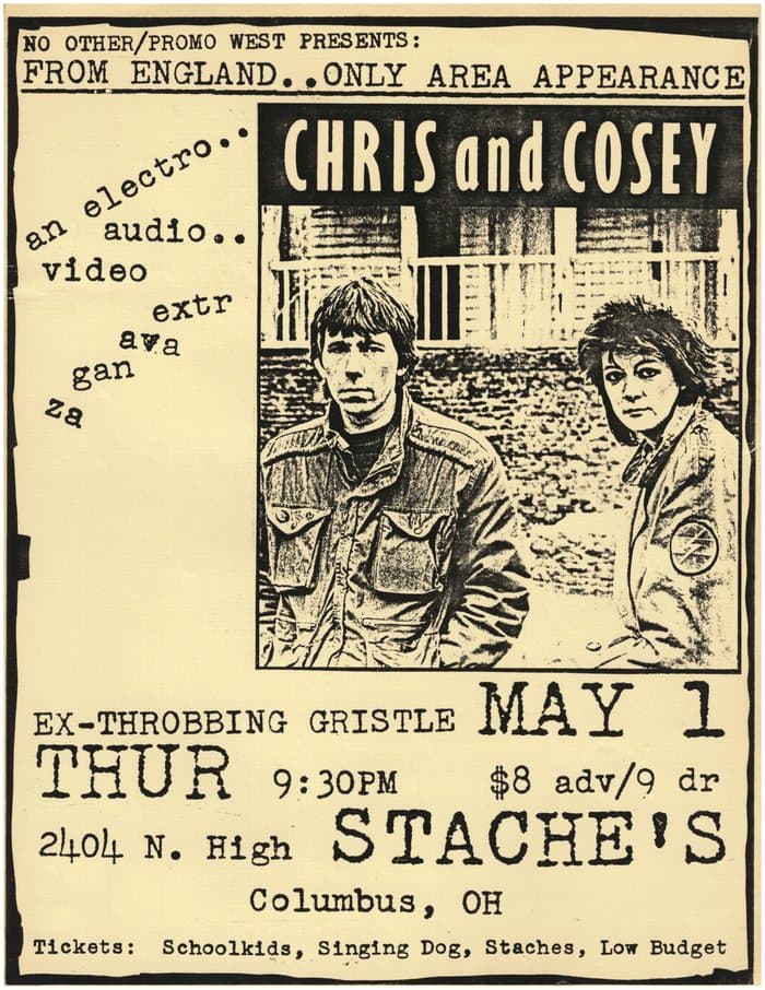 Poster for Stache's Performance, Columbus Ohio, 1.5.1986