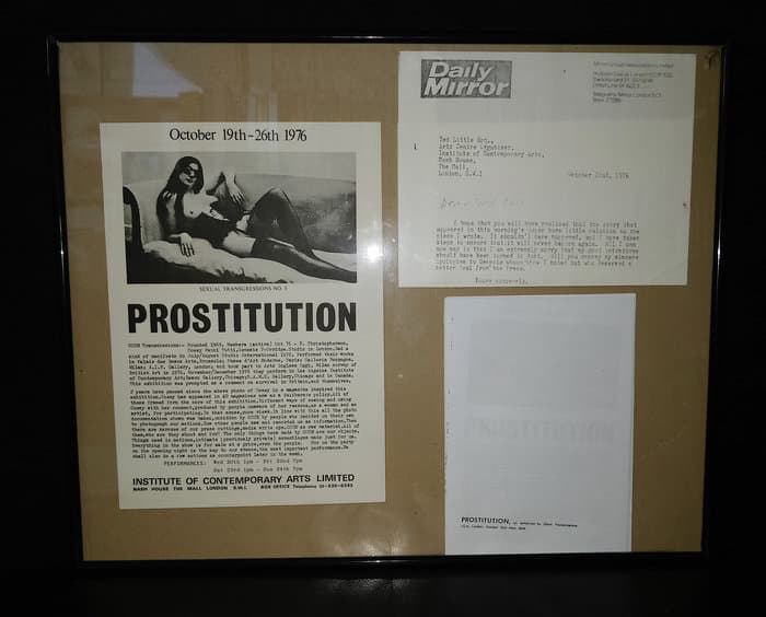 Flyer to "Prostitution" Exhibition-Concert at ICA 1976