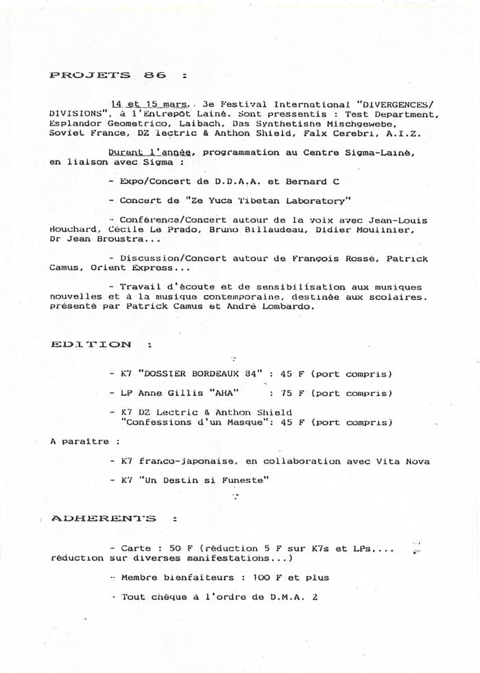 Divergences/Divisions III Infosheet 