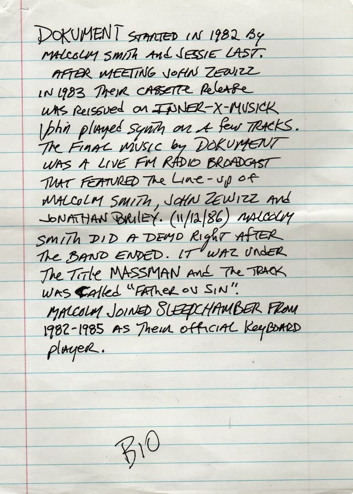 Handwritten Bio by John Zewizz
