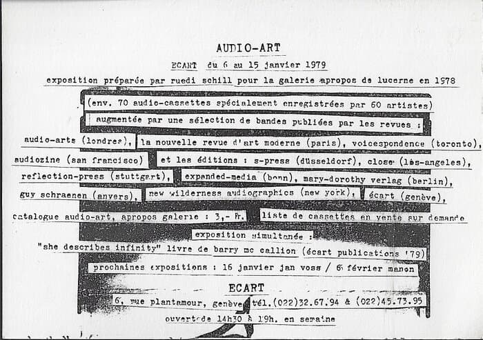 Ecart Audio Art Exhibition 1979 postcard