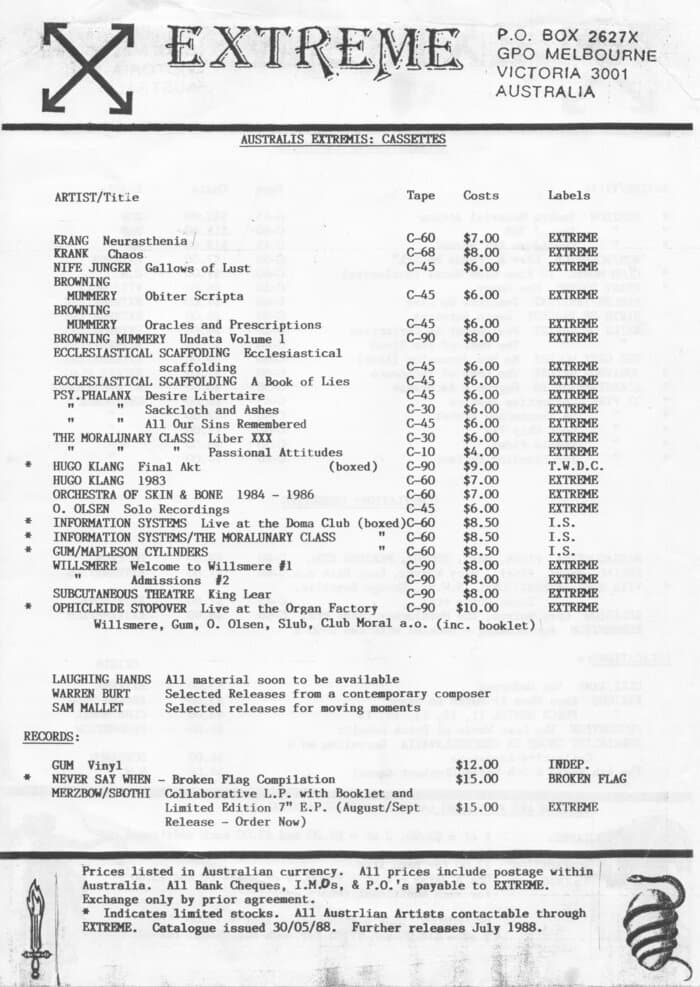 Extreme Catalogue 1988