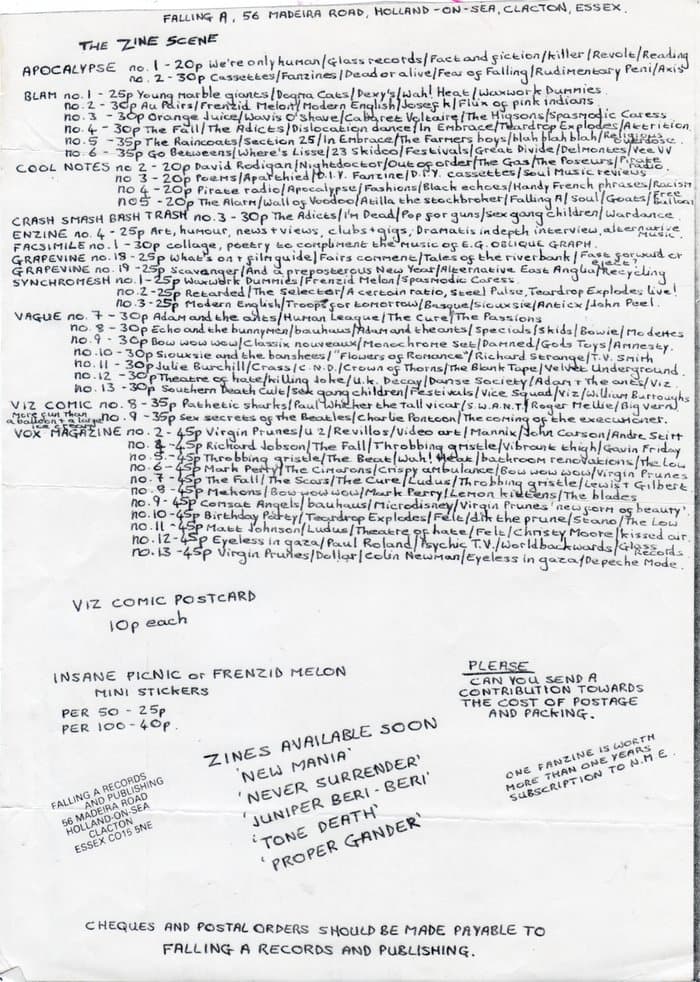 Falling A handwritten Distroletter