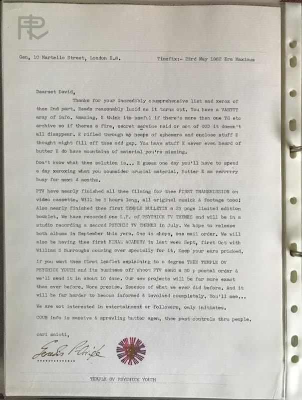 letter to Klaus Maeck