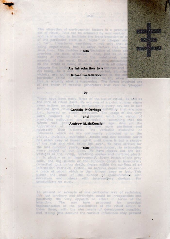 An Introduction to a Ritual Installation (with Andrew Mc Kenzie of Hafler Trio)