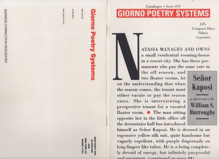 Giorno Poetry No.19