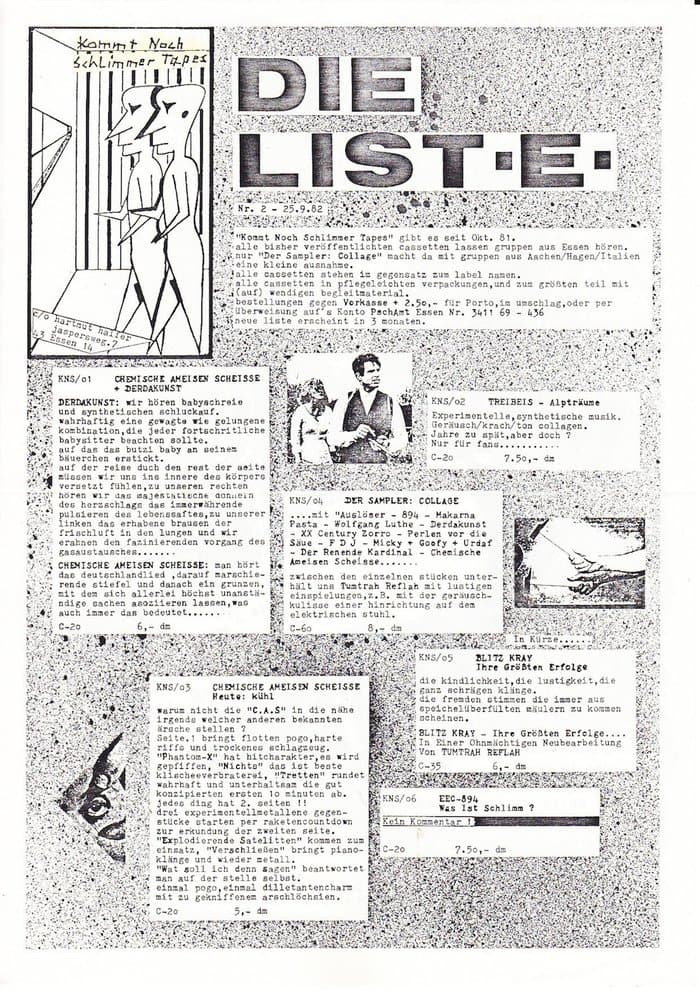 Kommt noch Schlimmer Tapes Katalog 1982