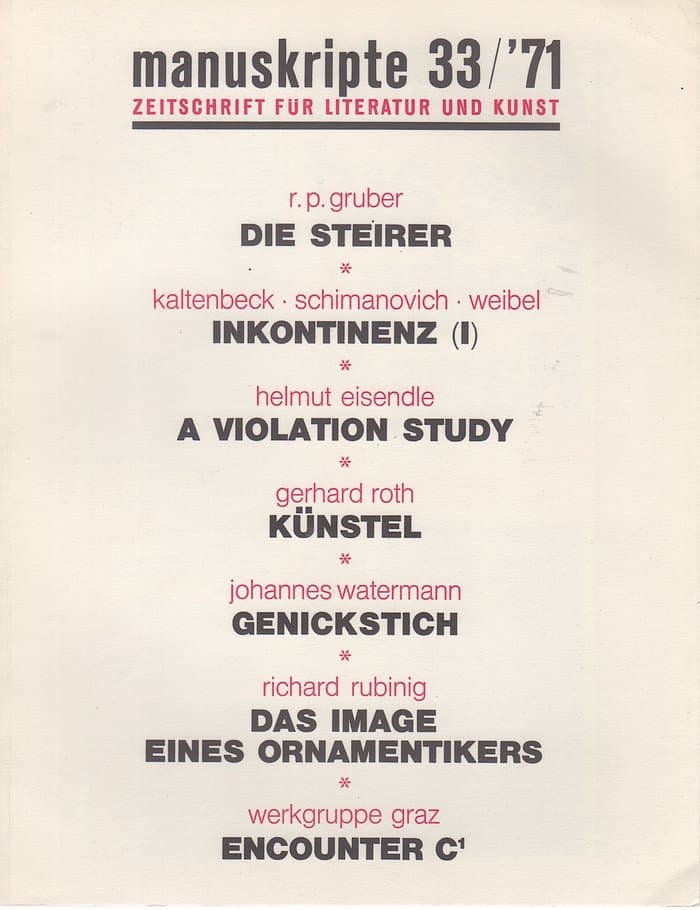 Manuskripte 33 / 1971
