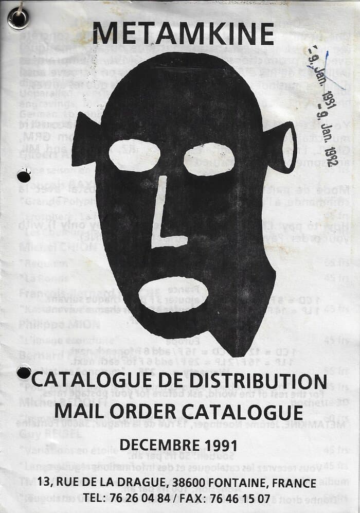 metamkine catalogue December 1991