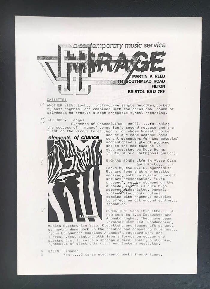 selected Mirage Distribution and Label Catalogues 1981-1985