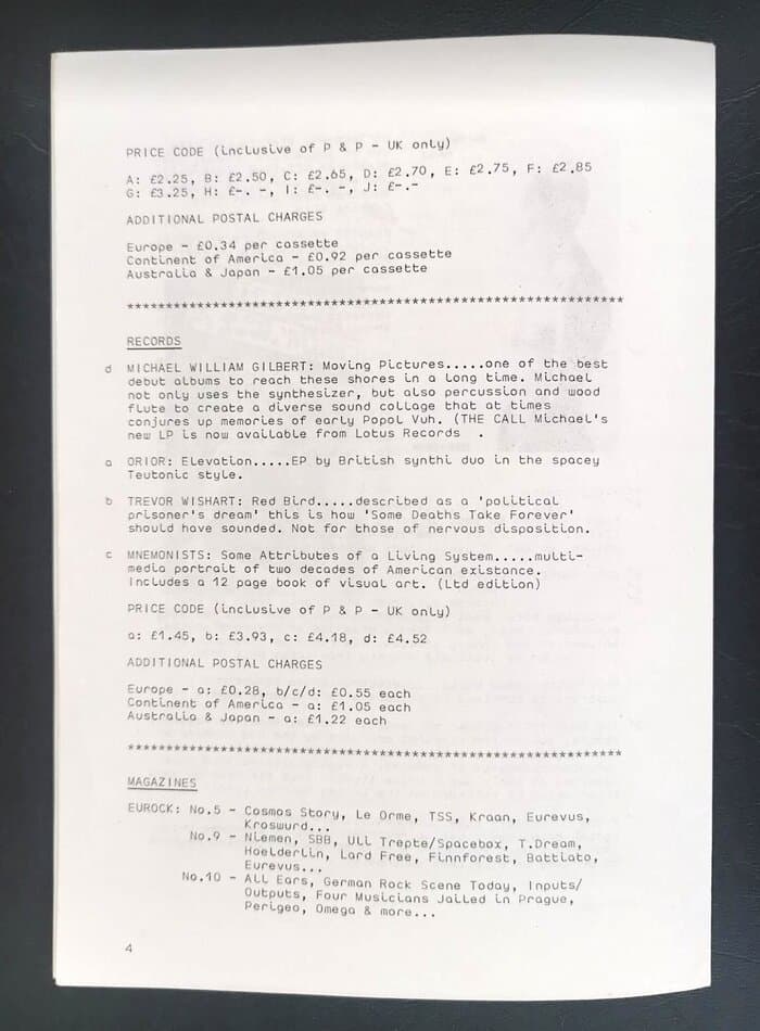 selected Mirage Distribution and Label Catalogues 1981-1985