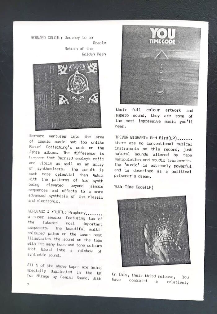 selected Mirage Distribution and Label Catalogues 1981-1985