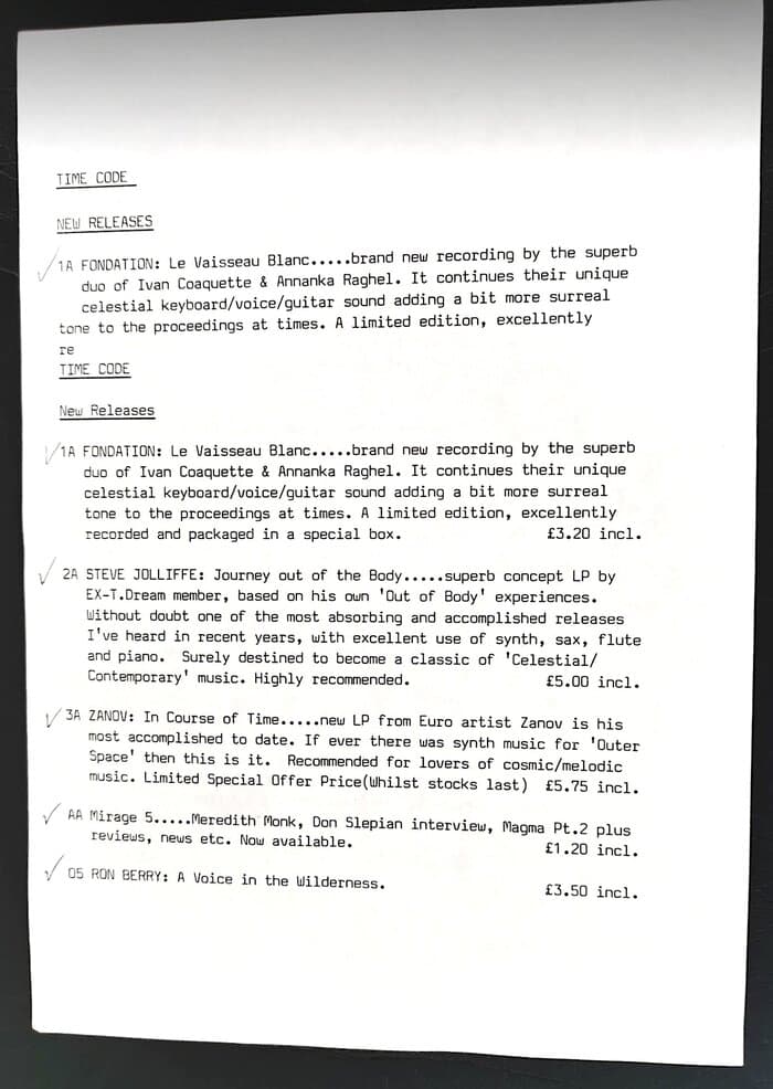 selected Mirage Distribution and Label Catalogues 1981-1985
