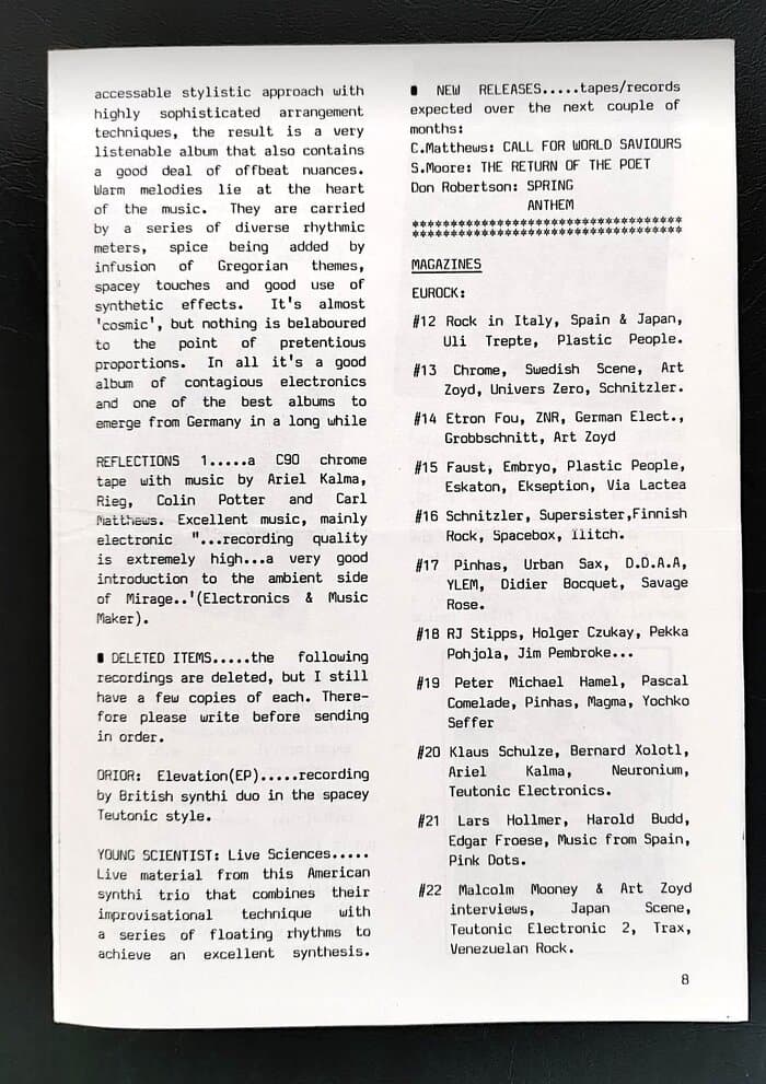 selected Mirage Distribution and Label Catalogues 1981-1985