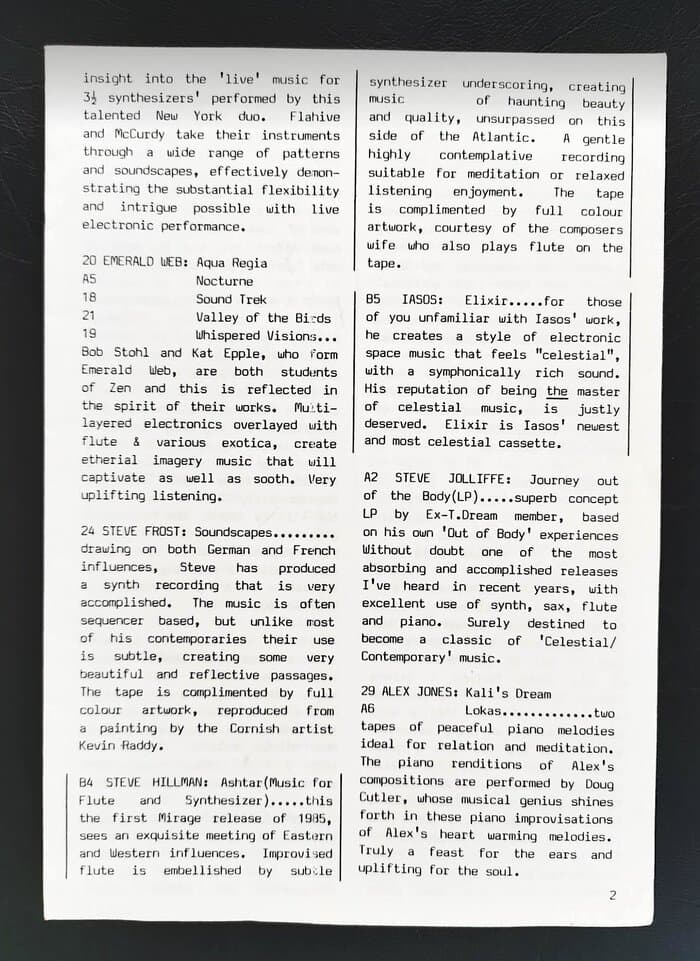 selected Mirage Distribution and Label Catalogues 1981-1985