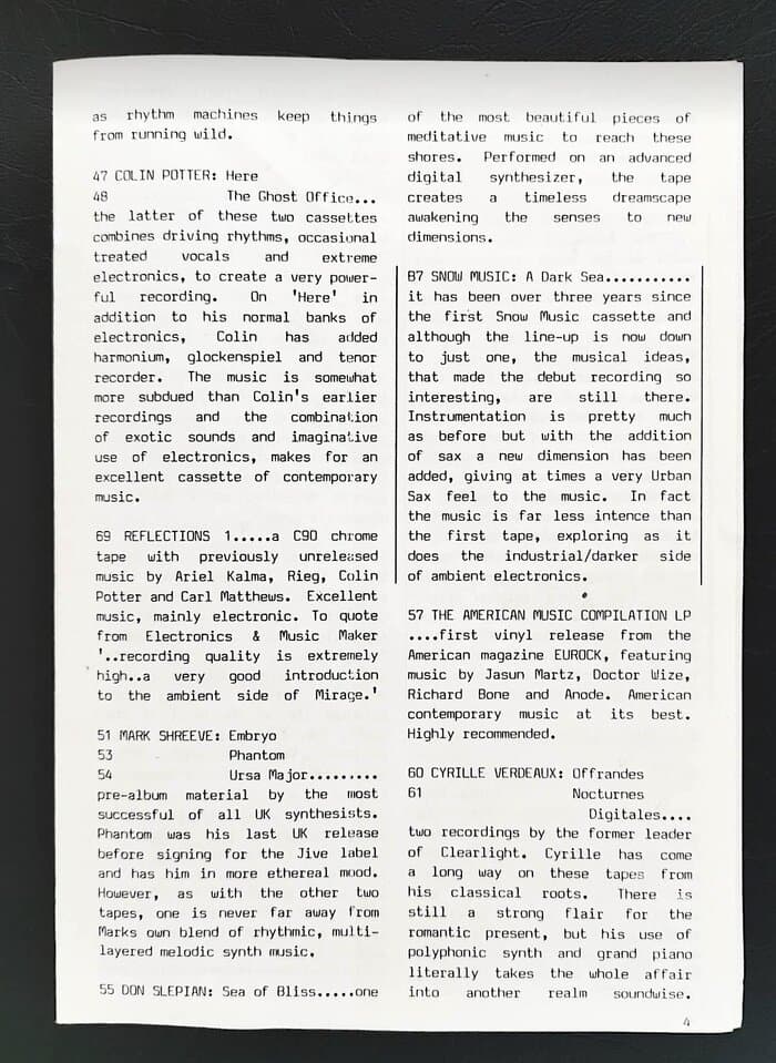selected Mirage Distribution and Label Catalogues 1981-1985