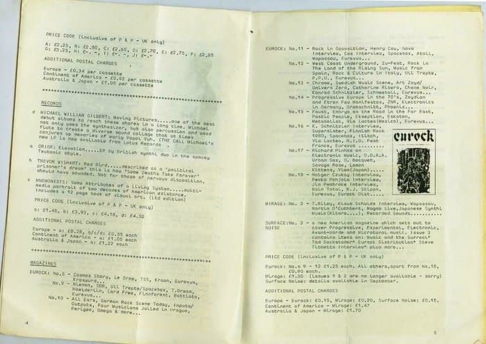 Mirage Catalogue and Distribution 1982