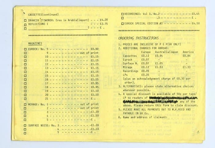 Mirage Catalogue and Distribution 1982