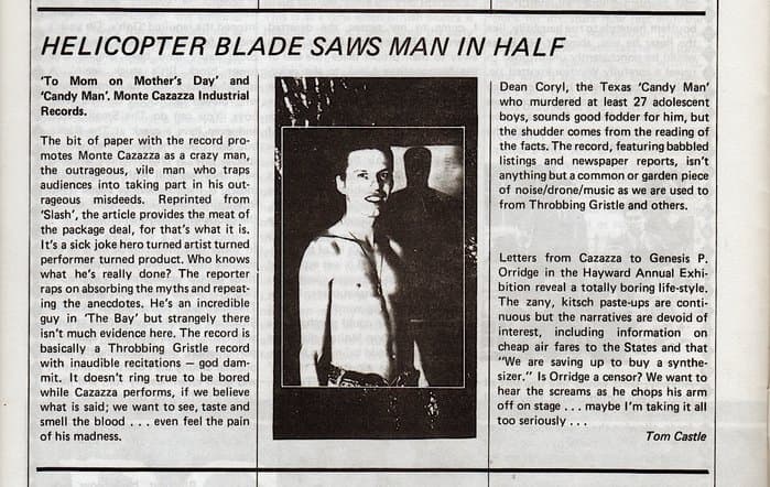 Review of "Tom Mom on Mother's Day" 7inch by Tom Castle in Perfroamnce Magazine 02, 1979