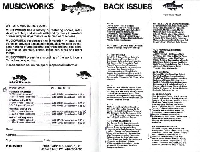 Musicworks Release Infos and Catalogues 10-40