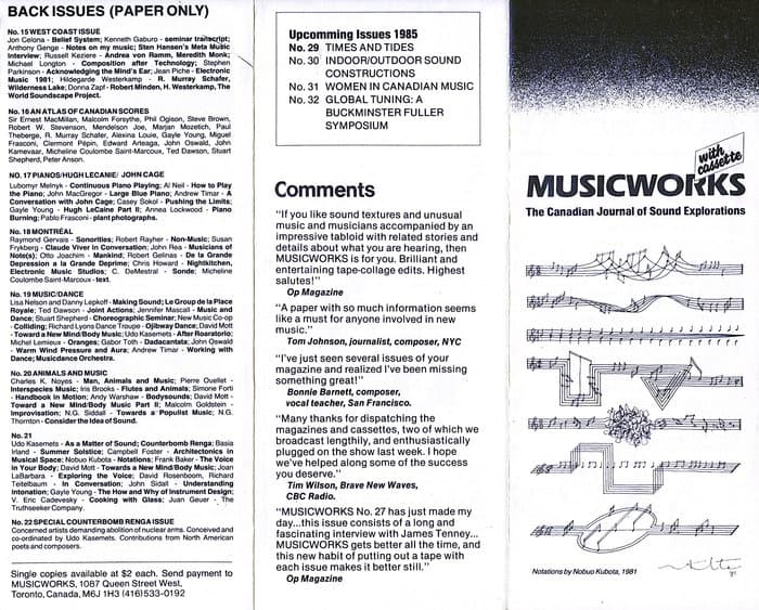 Musicworks Release Infos and Catalogues 10-40