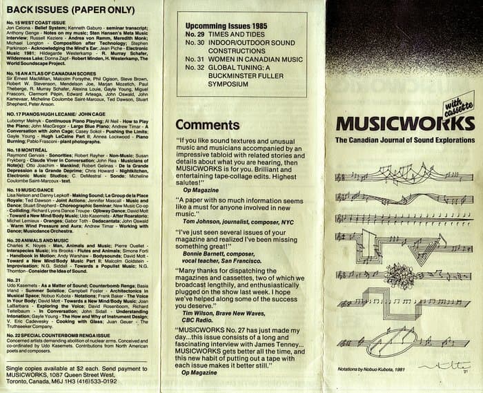 Musicworks Catalogue for Nr.23-29