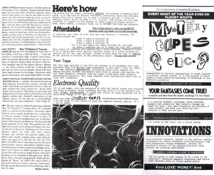 Mystery Tapes Catalogue
