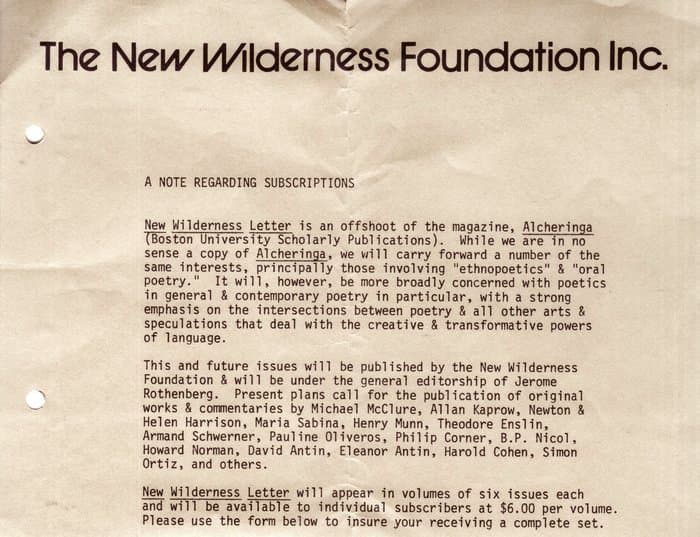 New Wilderness Letter and Subscription Info