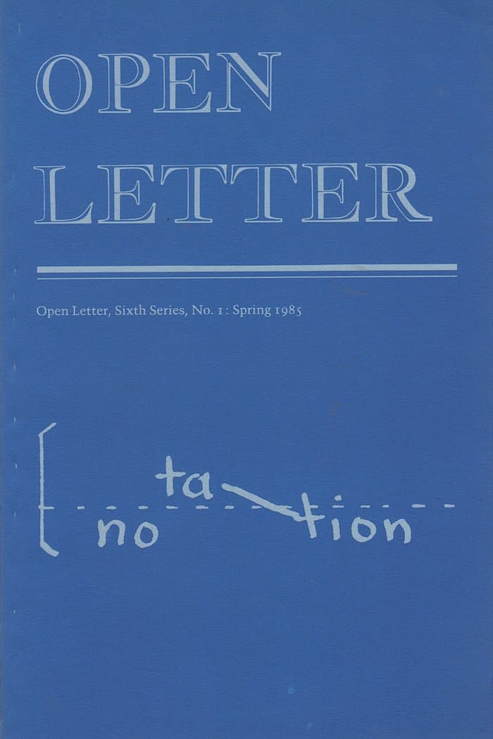 Open Letter Volume 6 Number 1 1985