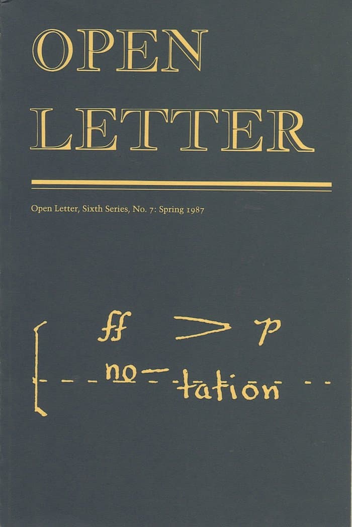 Open Letter Volume 6 Number 7 1987