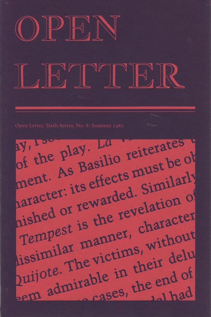 Open Letter Volume 6 Number 8 1987