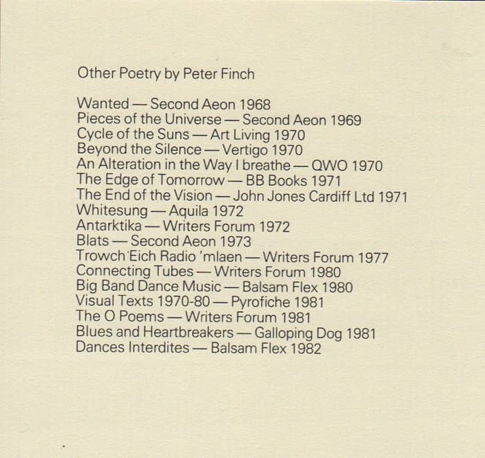 Overview poetry by Peter Finch