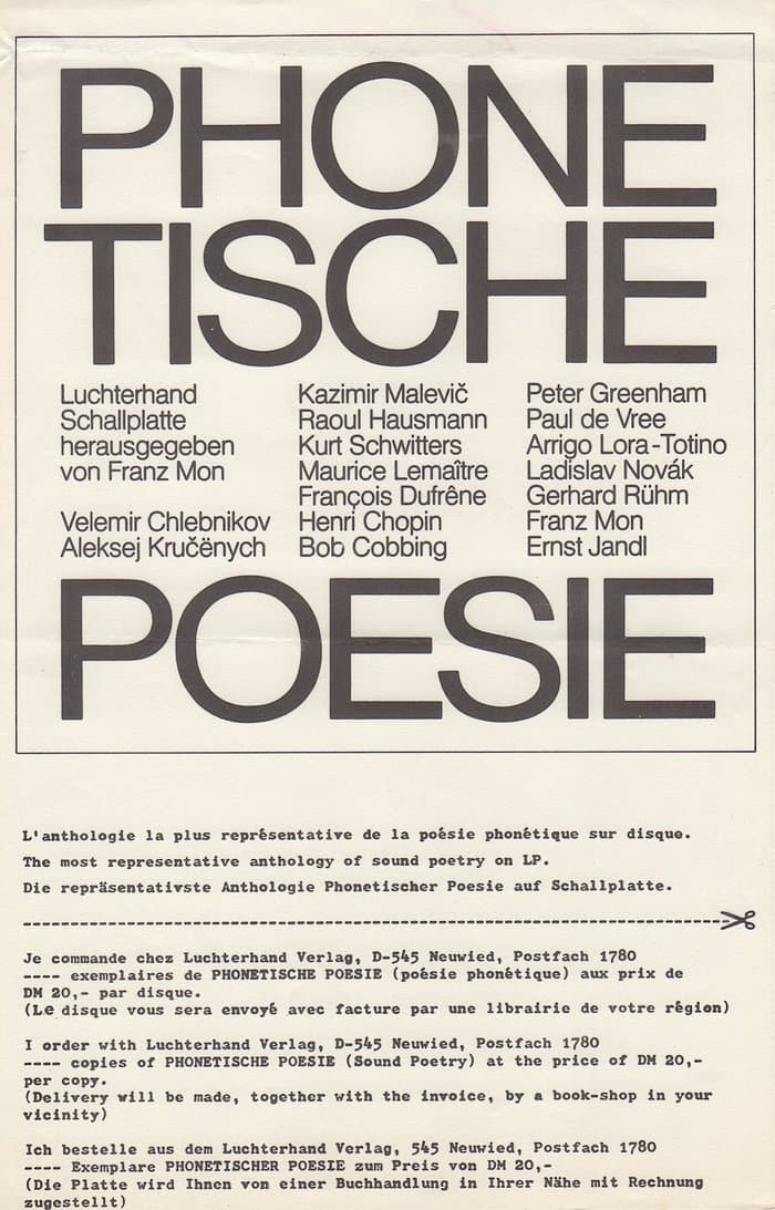 Phonetische Poesie (Edition Luchterhand) Promo Info