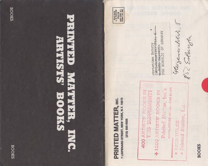 Printed Matter Catalogue December 1978