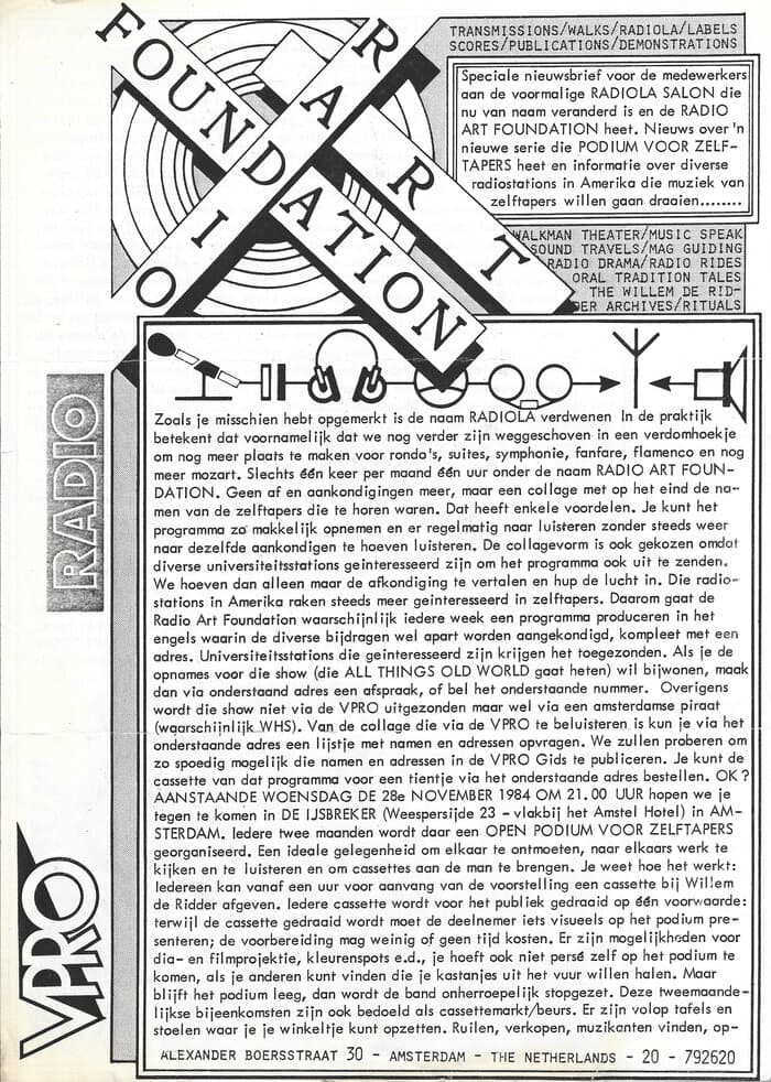 Radio Art Foundation Newsletter