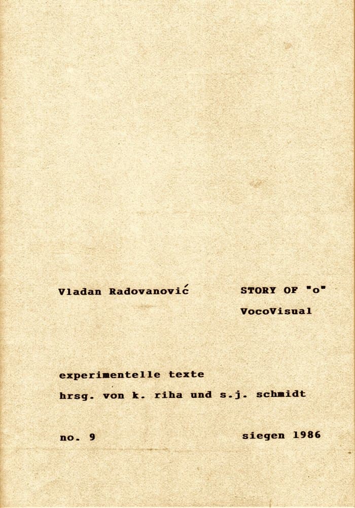 Story of "o" Vocavisual (Experimentelle Texte Nr.09)
