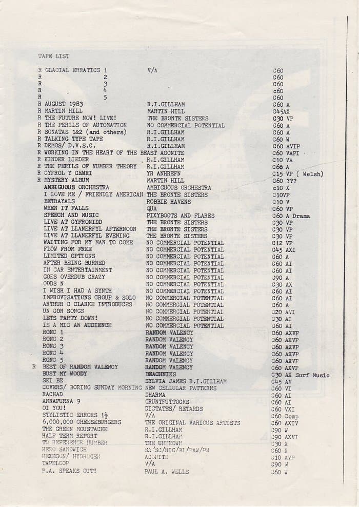 Tape-List of Gillham releases