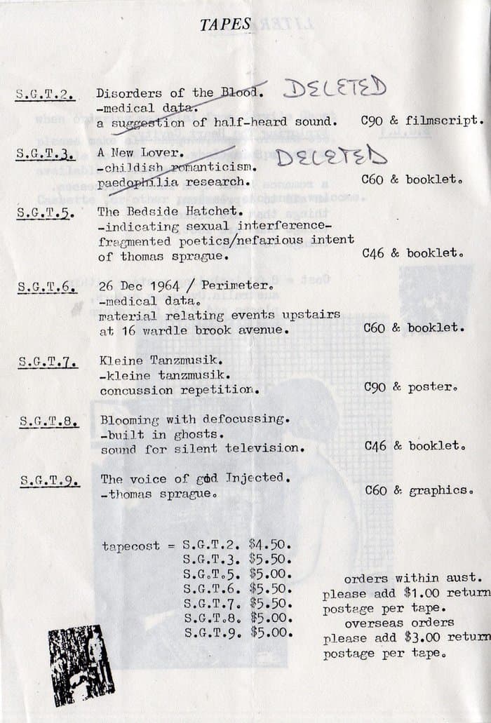 Servile Ghosts Catalogue