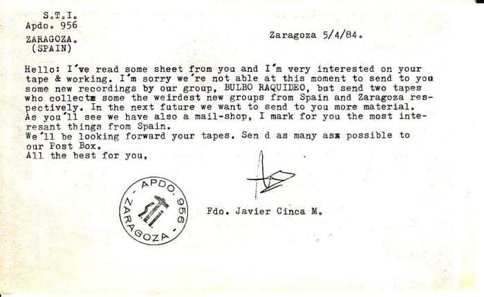 Letter Javier Cinca to Graf Haufen